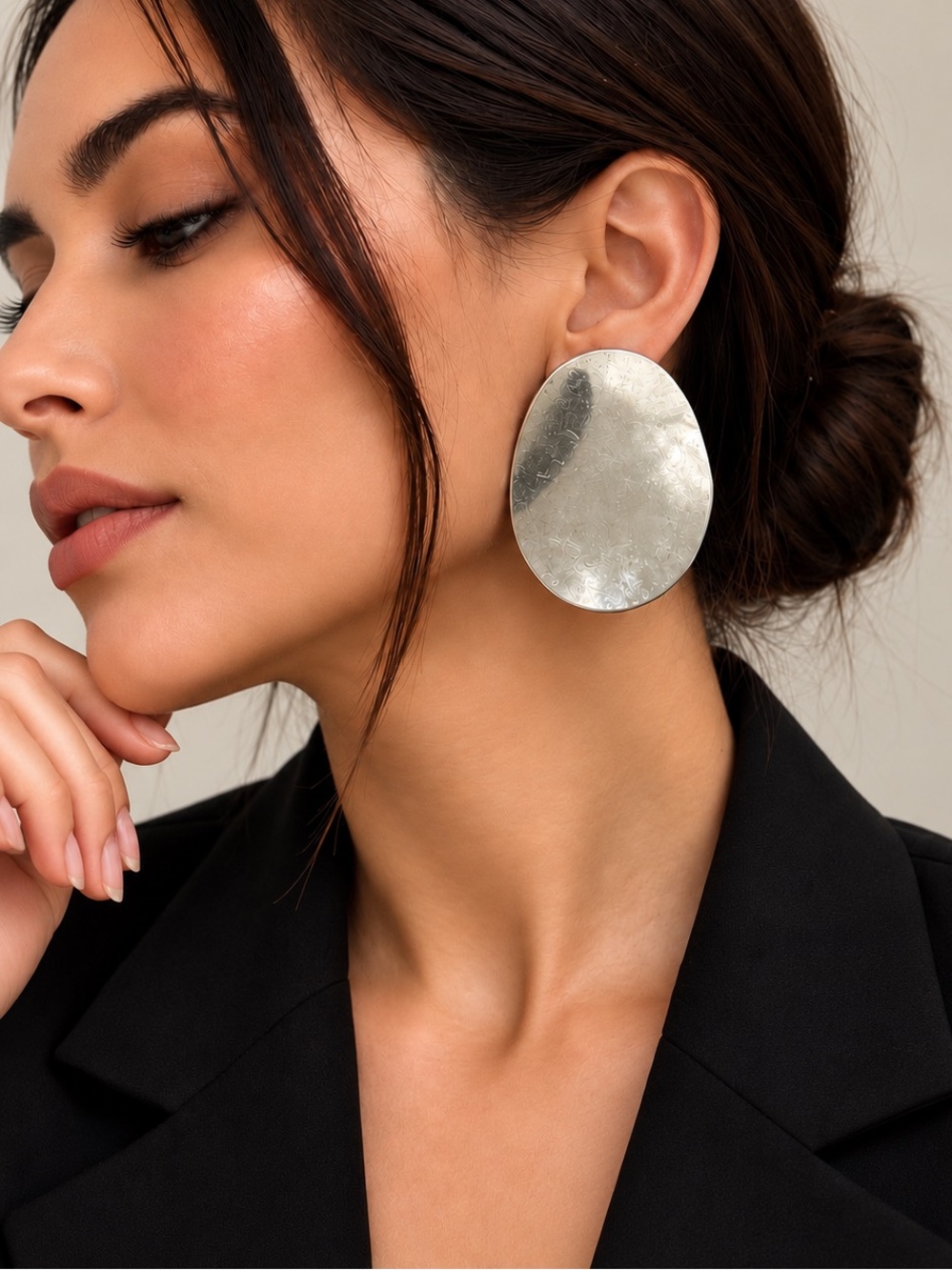 Zara Oversized Silver-Tone Sculptural Statement Earrings